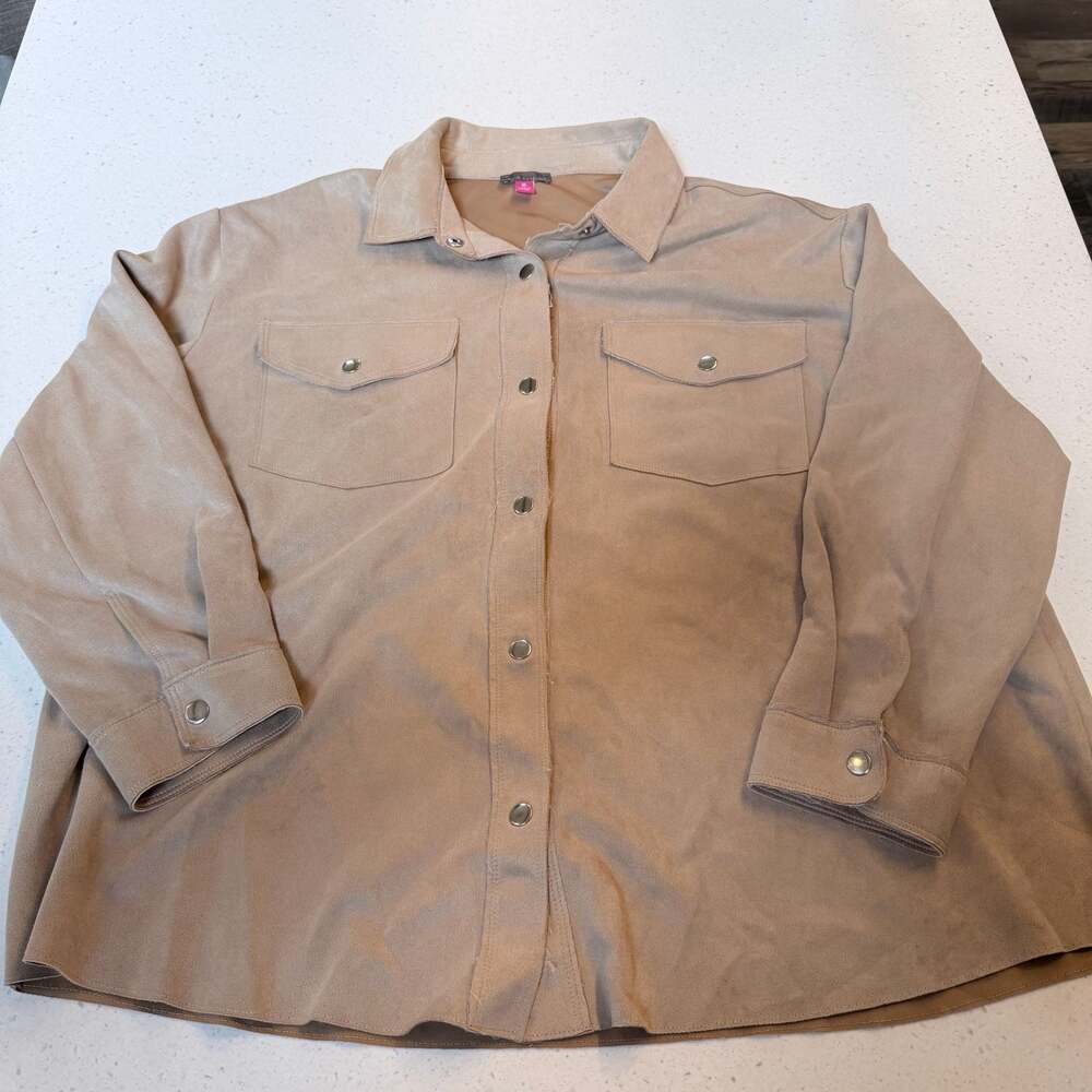 Vince Camuto Faux Suede Snap Front Shacket